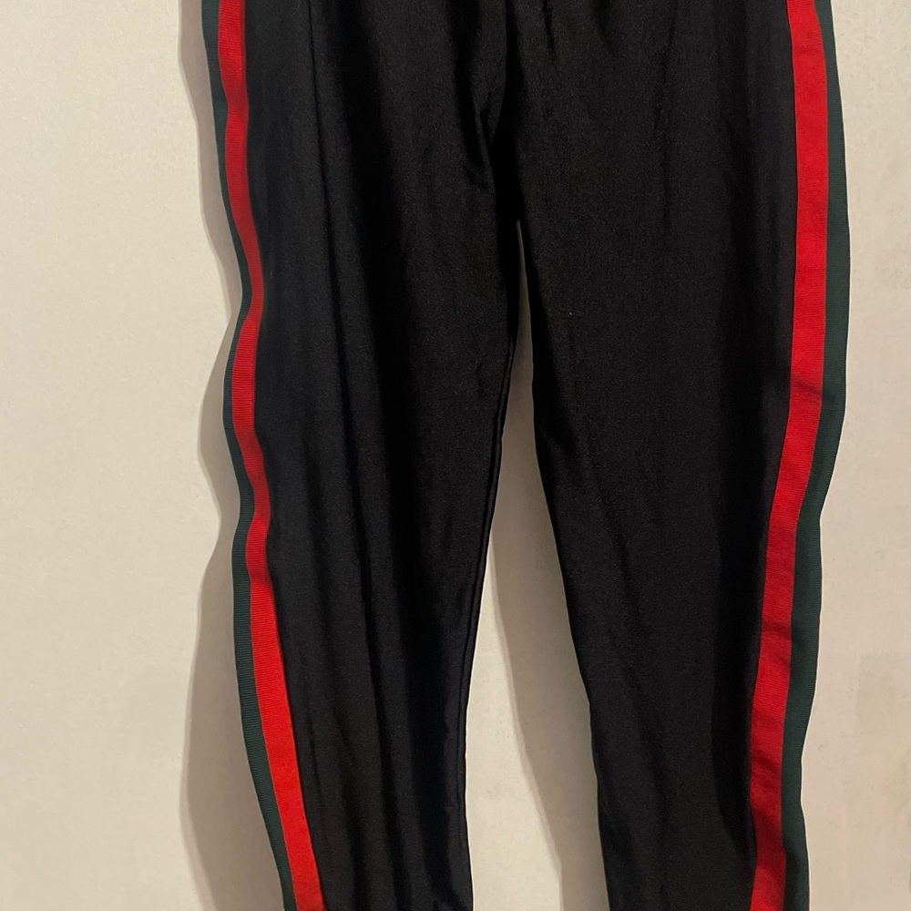 Aria Black Joggers with Red Stripes